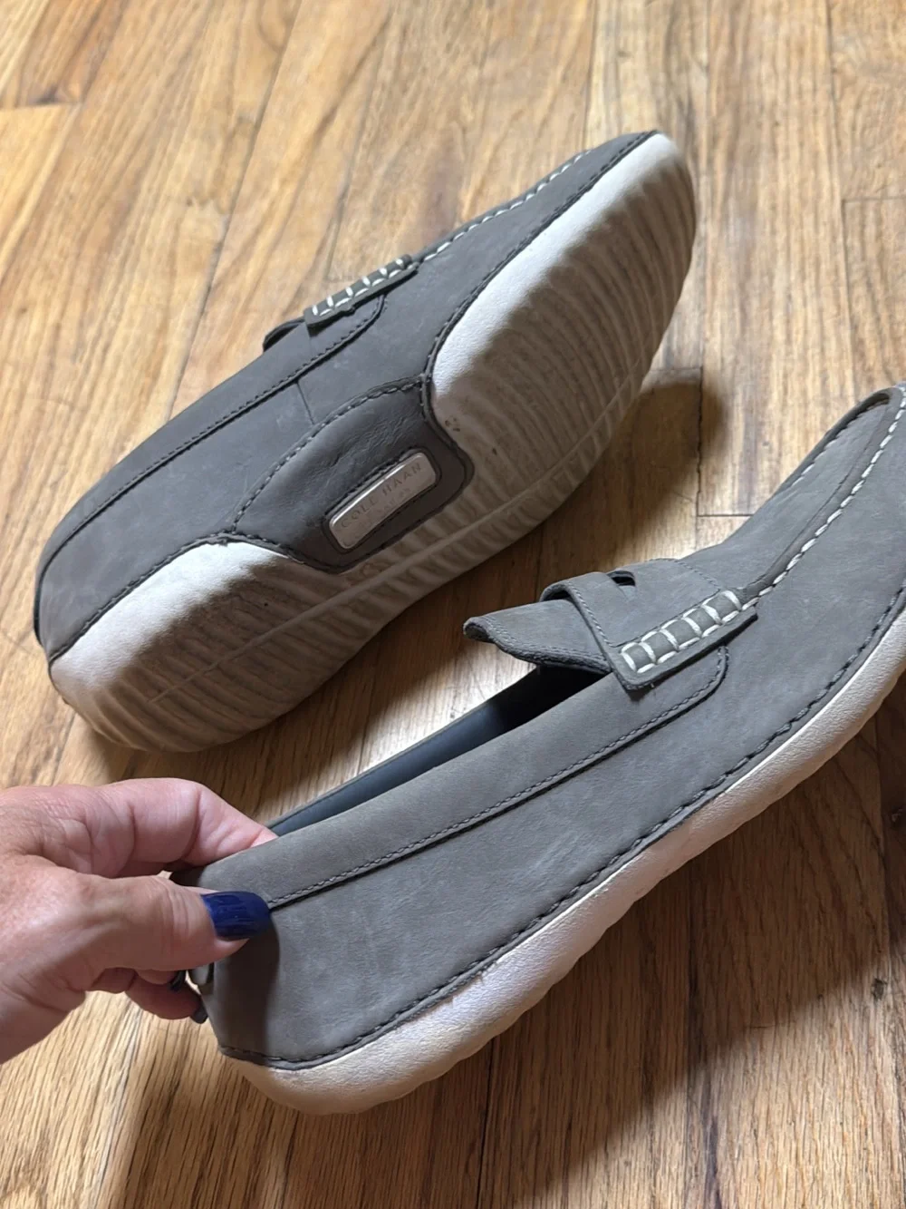 Cole Haan Gray Suede Penny Loafers